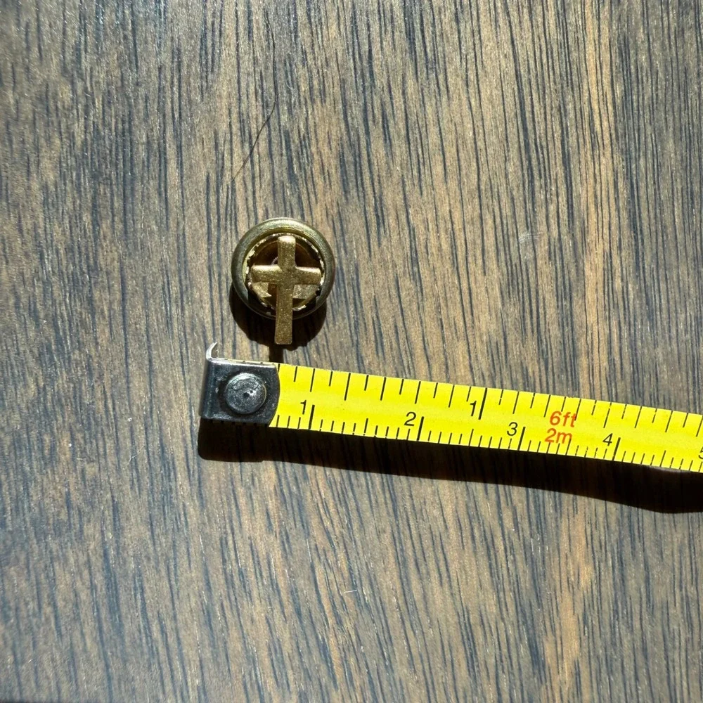 Vintage Cross Lapel Pin Unisex Gold Excellent Screw Back Religious Faith